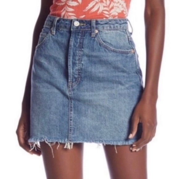Custom distressed denim cross micro mini skirt - Picture 1 of 16